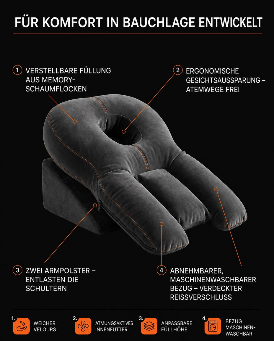 Stomach sleeper pillow with adjustable fill – memory foam for pressure-free rest – product image 8