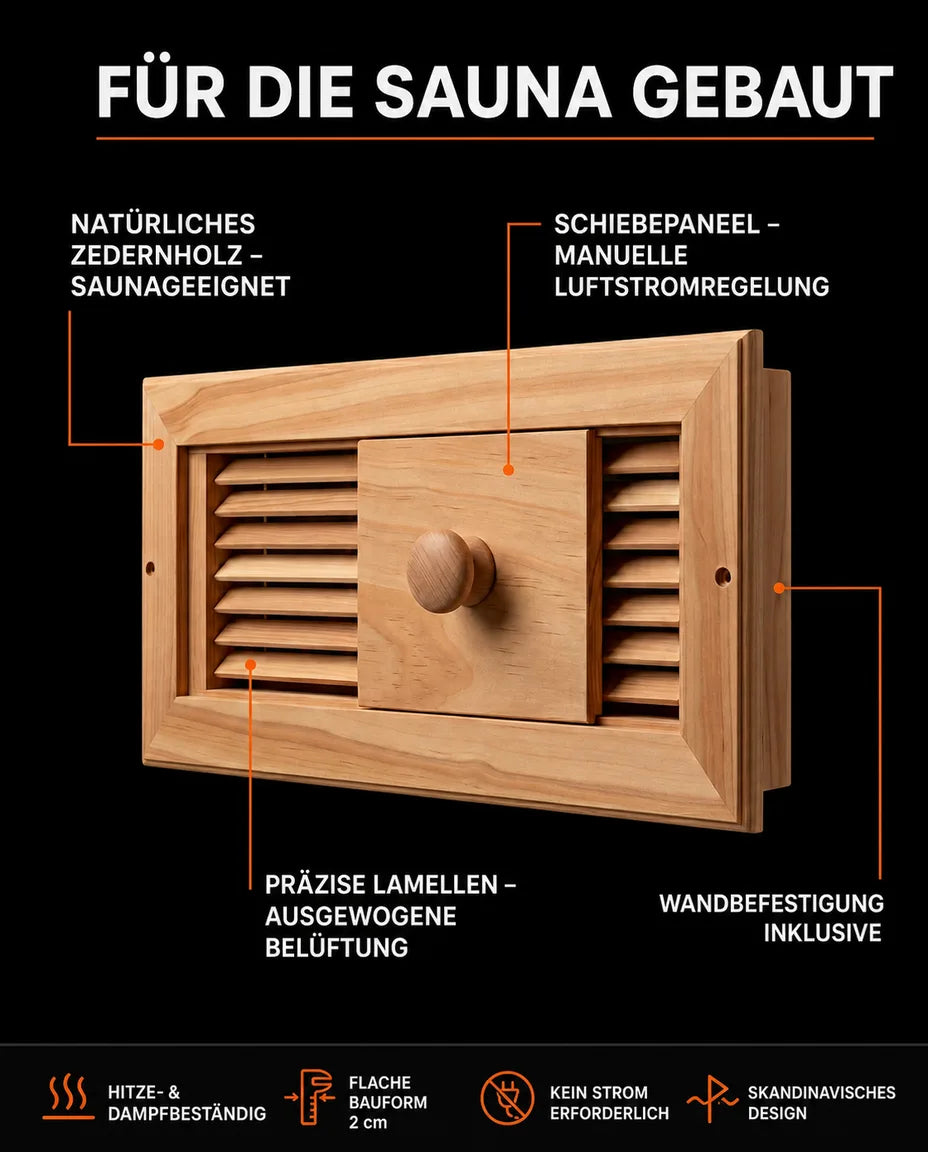 Wooden Sauna Air Vent – Adjustable Ventilation with Slider – product image 8