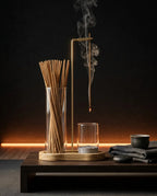 Porte-encens en laiton et en bois – coupelle en verre qui recueille proprement les cendres – image du produit 2