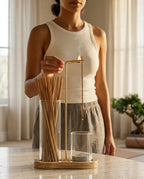 Porte-encens en laiton et en bois – coupelle en verre qui recueille proprement les cendres – image du produit 3
