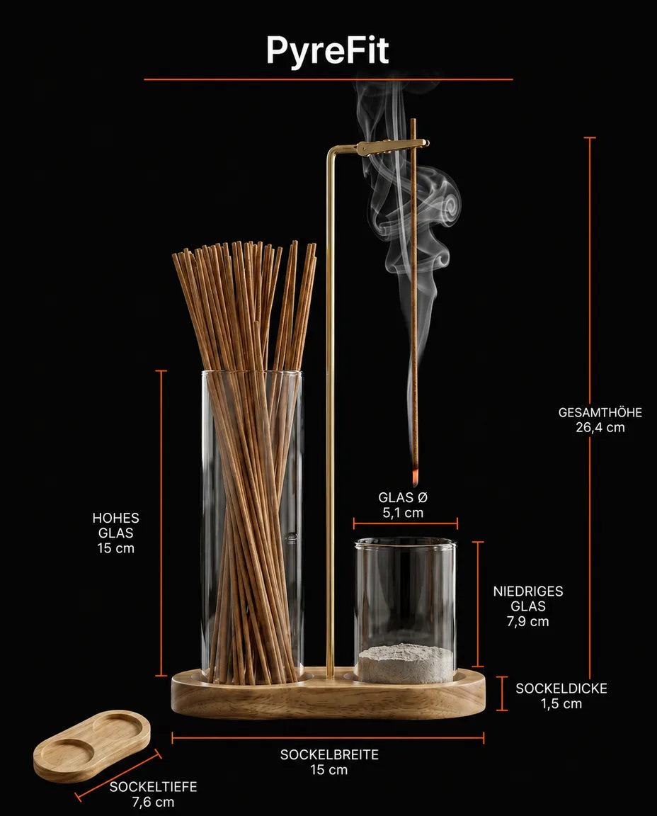 Porte-encens en laiton et en bois – coupelle en verre qui recueille proprement les cendres – image du produit 7
