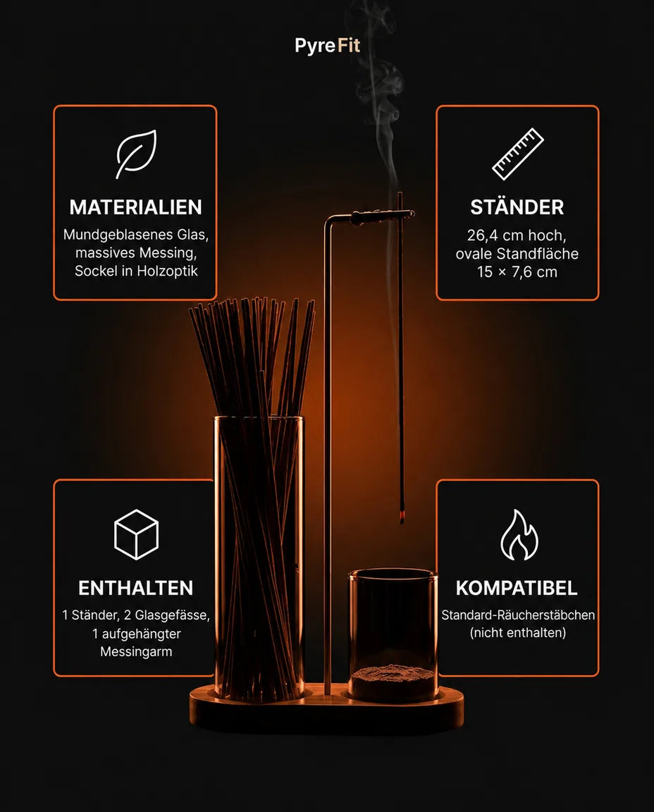 Porte-encens en laiton et en bois – coupelle en verre qui recueille proprement les cendres – image du produit 8