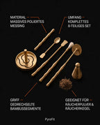 Ensemble d'outils à encens en laiton – accessoires rituels pour encens en poudre et en cônes – image du produit 9