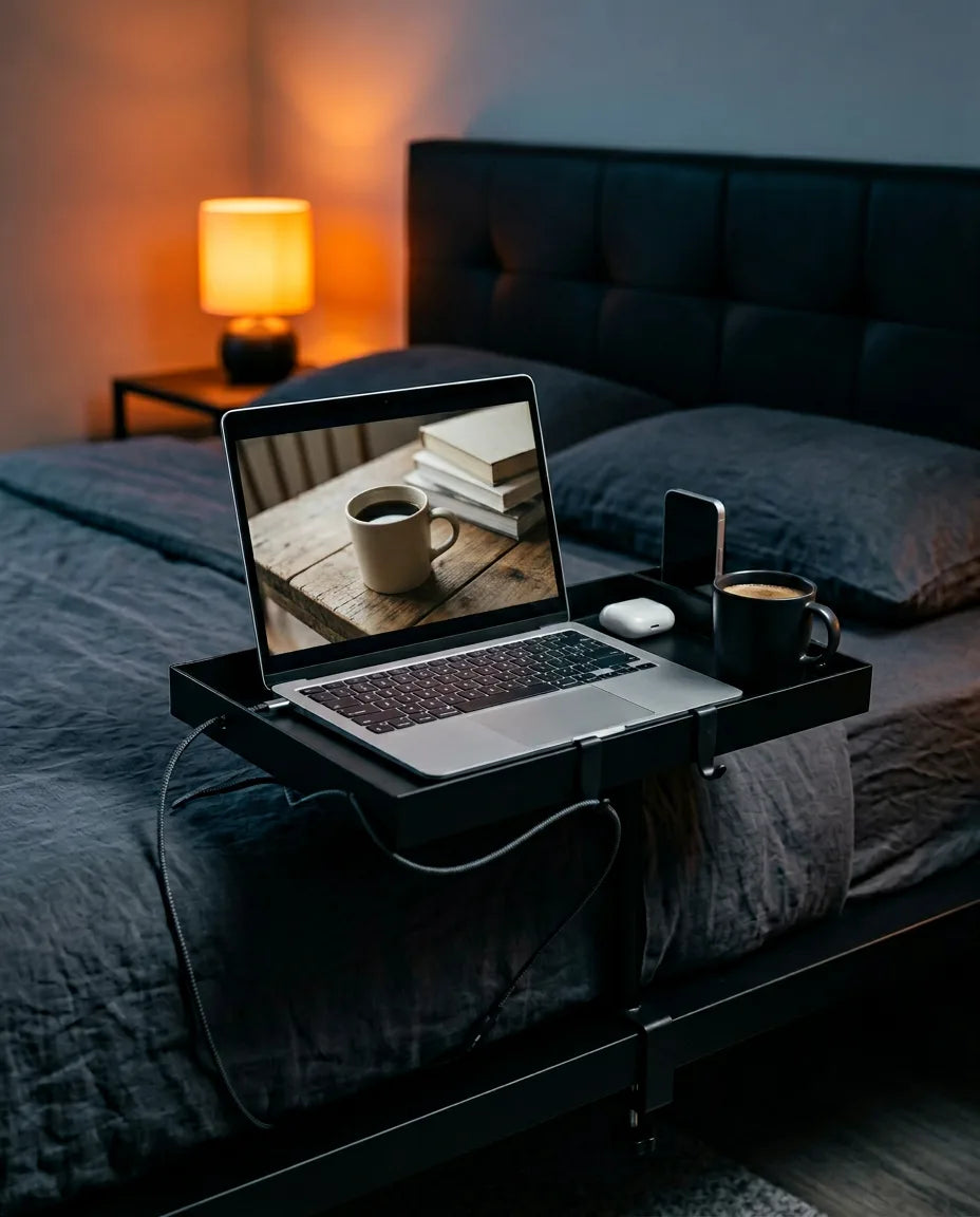 Clip-On Bed Tray – Space-Saving Shelf for Laptop, Phone and Drinks – product image 2