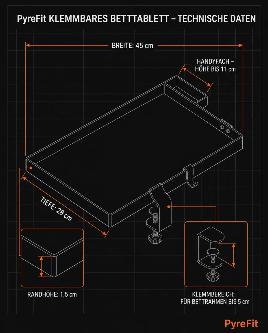 Clip-On Bed Tray – Space-Saving Shelf for Laptop, Phone and Drinks – product image 8