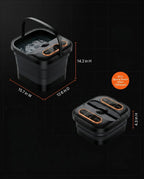 Foldable foot spa with massage rollers – unfolded and folded basin compared