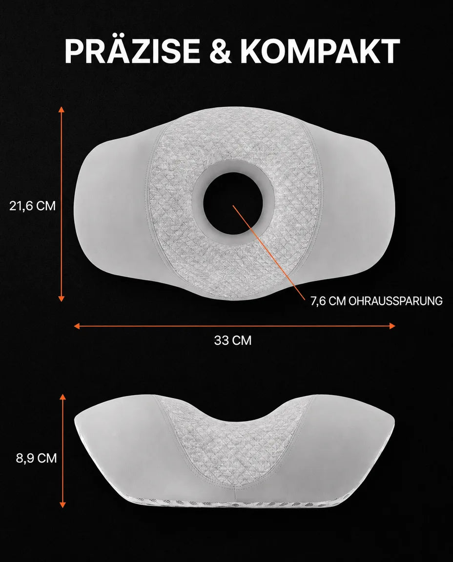 Oreiller pour dormir sur le côté avec découpe pour l'oreille – mousse à mémoire de forme pour des oreilles sans pression – image du produit 7
