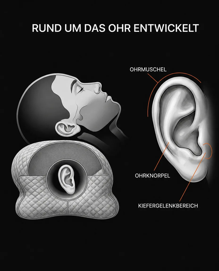 Oreiller pour dormir sur le côté avec découpe pour l'oreille – mousse à mémoire de forme pour des oreilles sans pression – image du produit 13