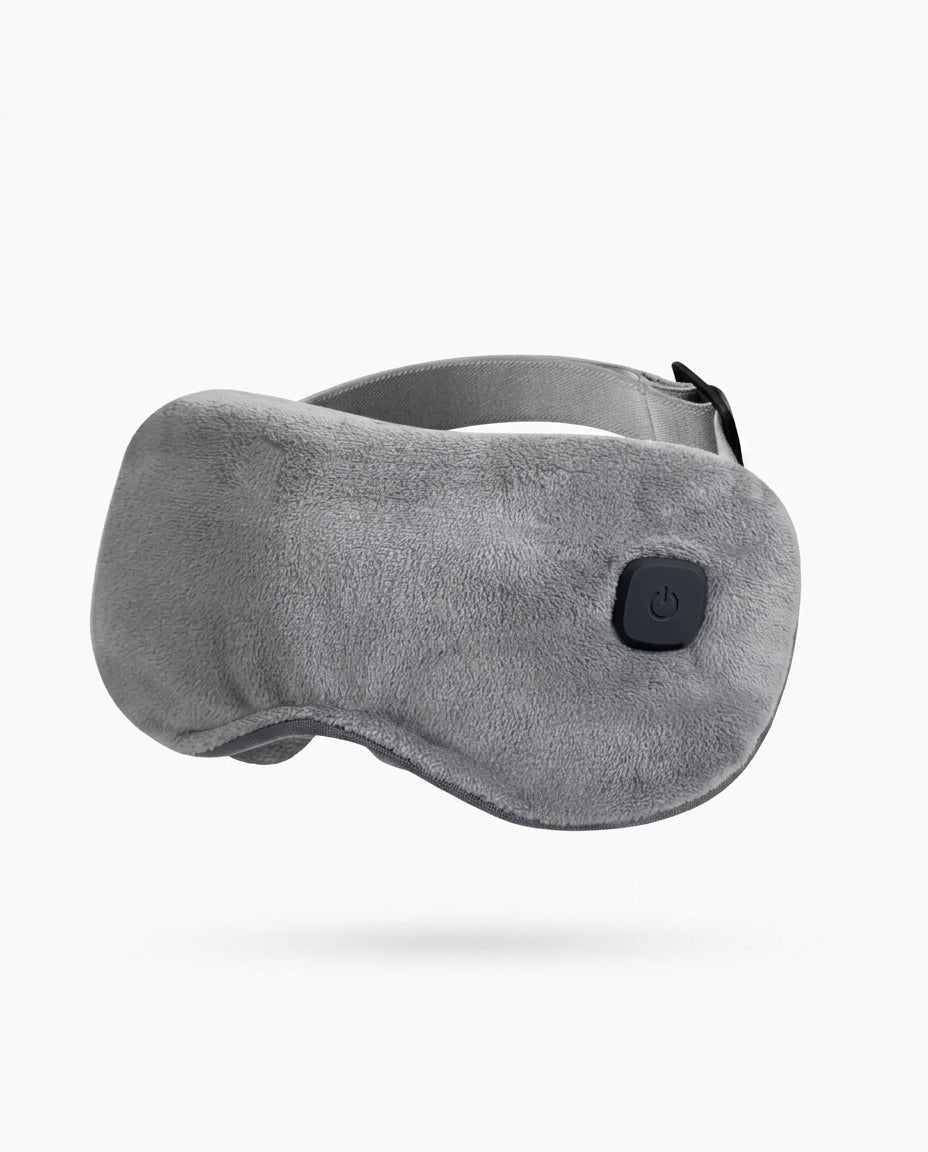 Masseur pour les yeux pliable avec chaleur – coussinet gris avec bouton de commande latéral
