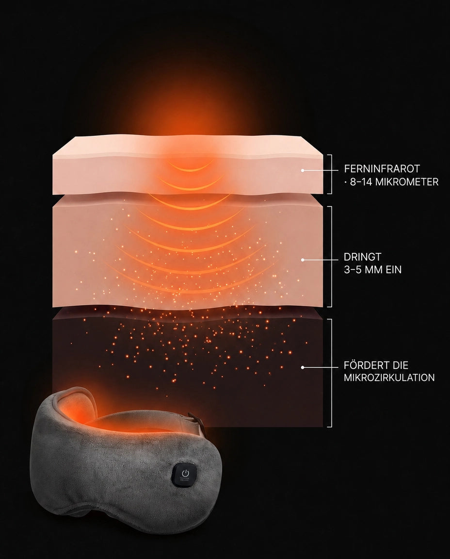 Masseur pour les yeux pliable avec chaleur – illustration de la zone chauffante du coussinet
