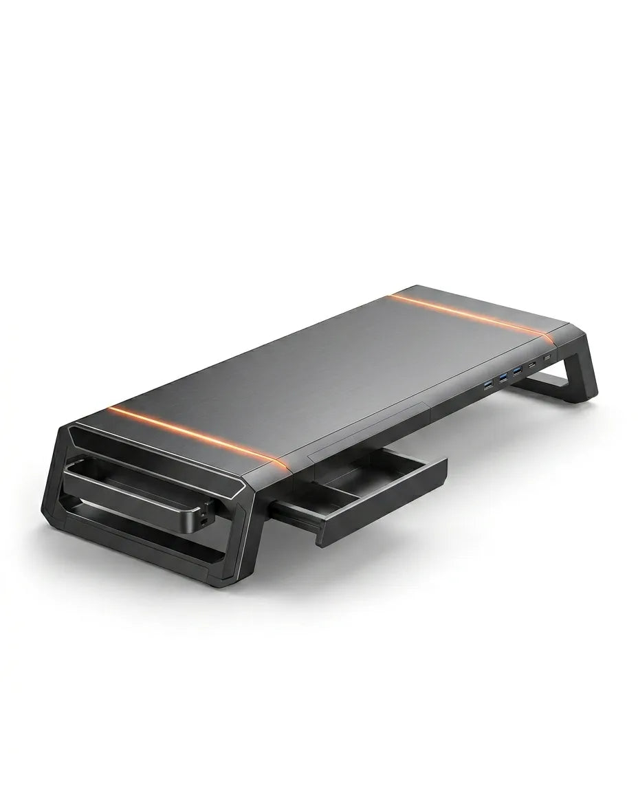 Monitor Stand with Drawer and RGB Lighting – Raise Your Screen to Eye Level – product image 1