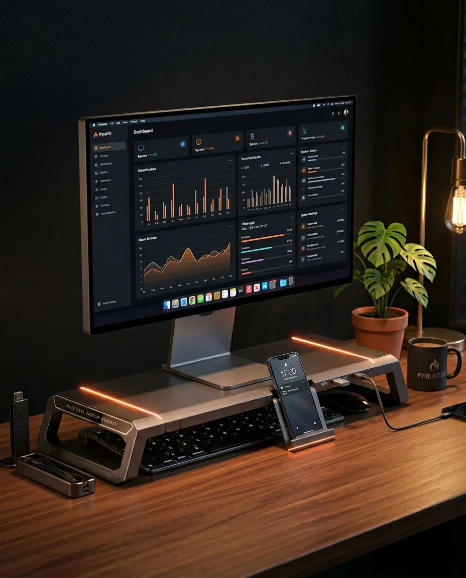 Monitor Stand with Drawer and RGB Lighting – Raise Your Screen to Eye Level – product image 2
