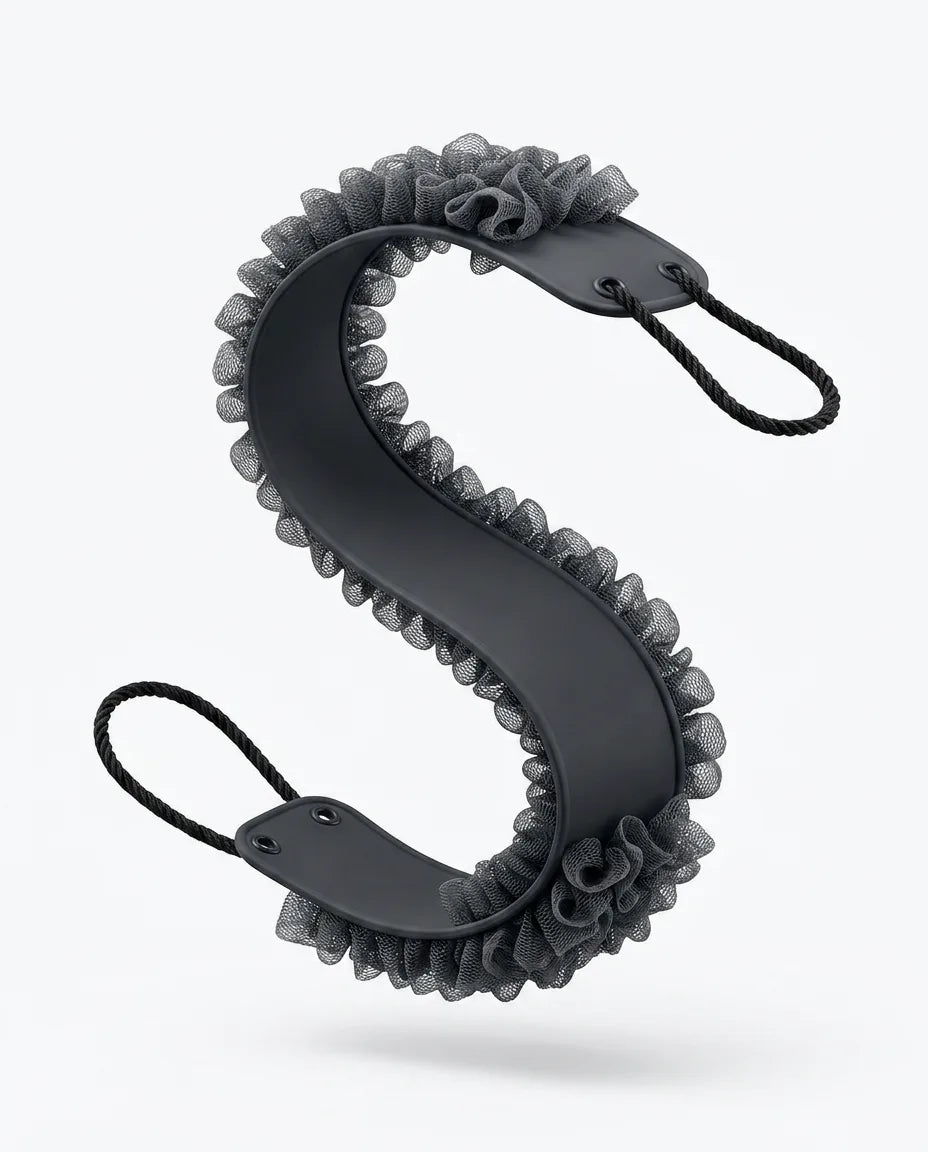 Frottoir extra-long pour le dos – sangle de lavage texturée à deux poignées – image du produit 9