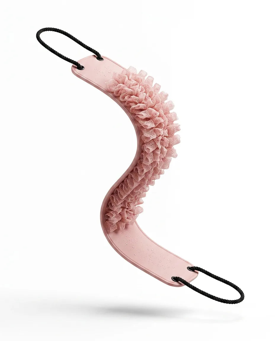 Frottoir extra-long pour le dos – sangle de lavage texturée à deux poignées – image du produit 10