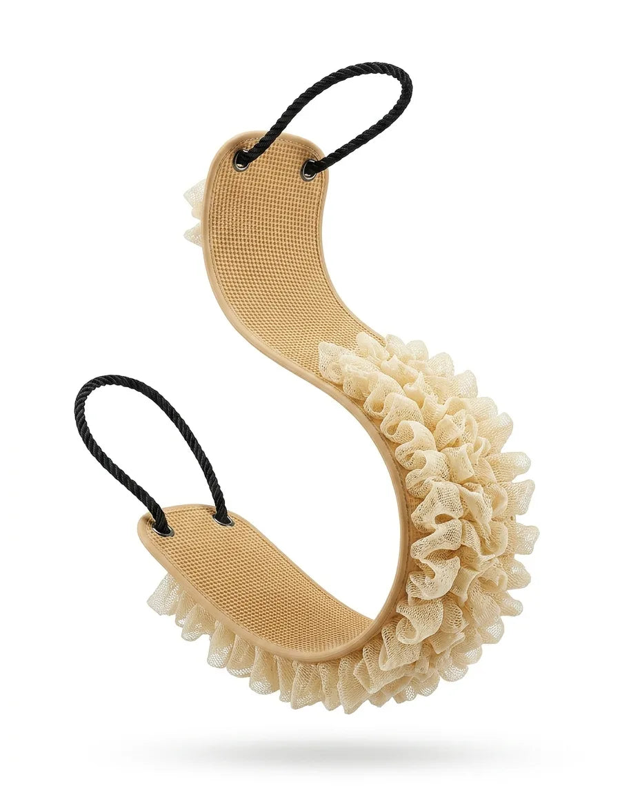 Frottoir extra-long pour le dos – sangle de lavage texturée à deux poignées – image du produit 11