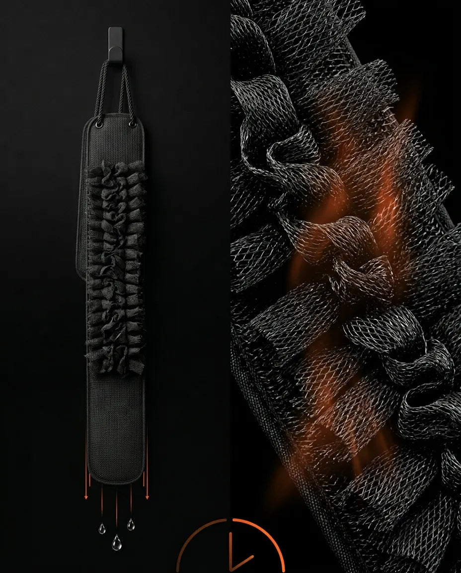 Frottoir extra-long pour le dos – sangle de lavage texturée à deux poignées – image du produit 13