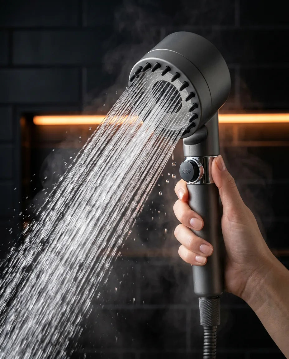 Filtered shower head for hard water – high pressure and tool-free installation – product image 2