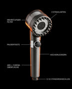 Filtered shower head for hard water – high pressure and tool-free installation – product image 8