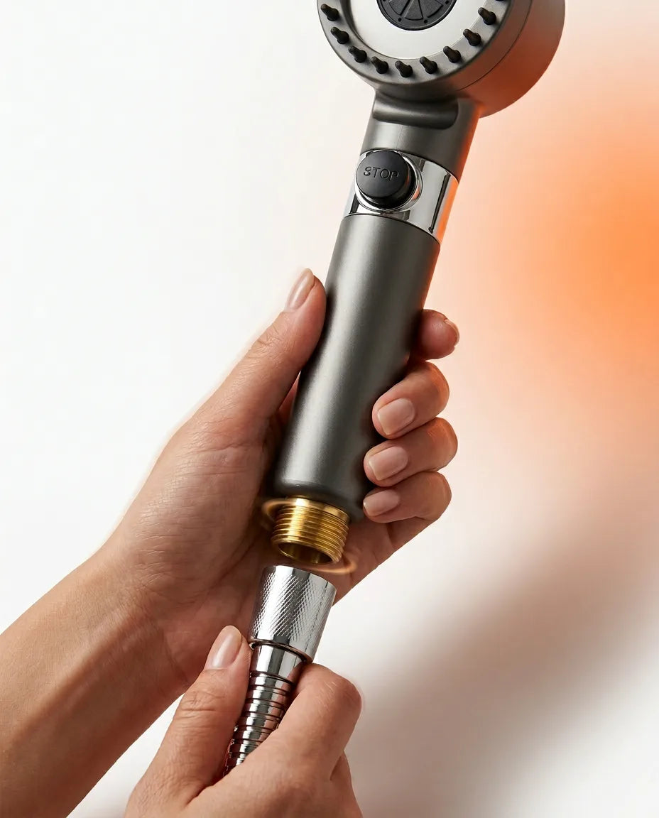 Filtered shower head for hard water – high pressure and tool-free installation – product image 10