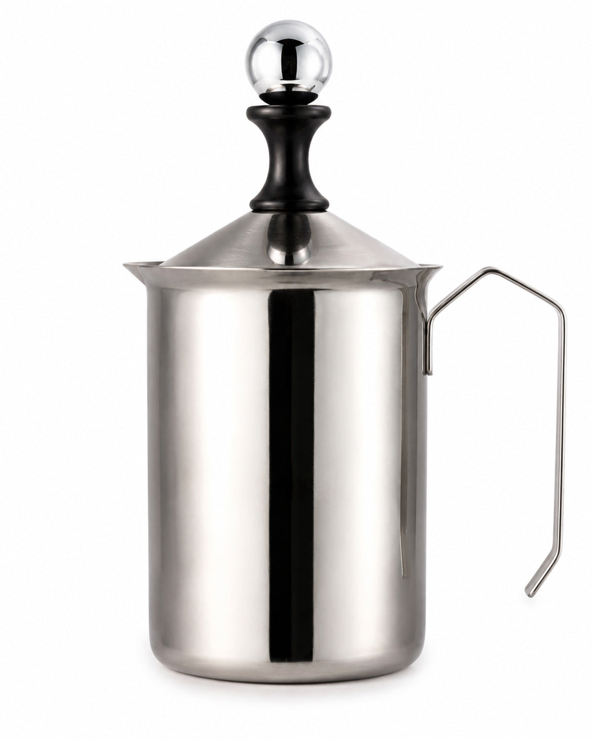 Manual stainless steel milk frother – product view