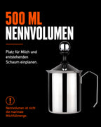 Manual stainless steel milk frother – product view 5