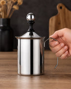 Manual stainless steel milk frother – product view 7