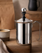 Manual stainless steel milk frother – product view 9