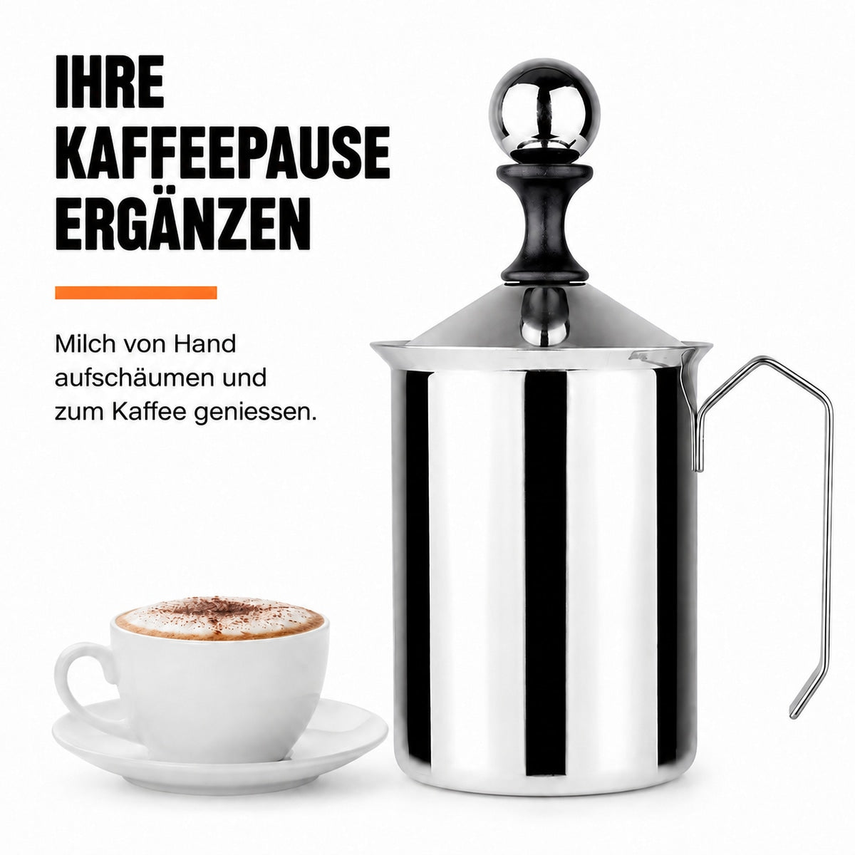 Froth milk by hand and enjoy it with your coffee