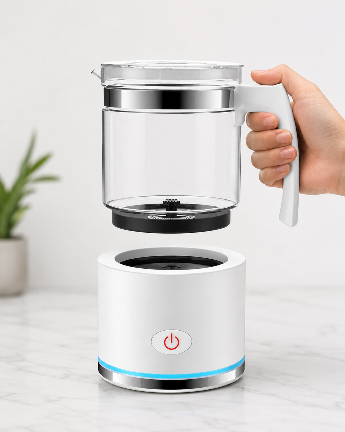 Milk frother with glass jug and base – product image 3