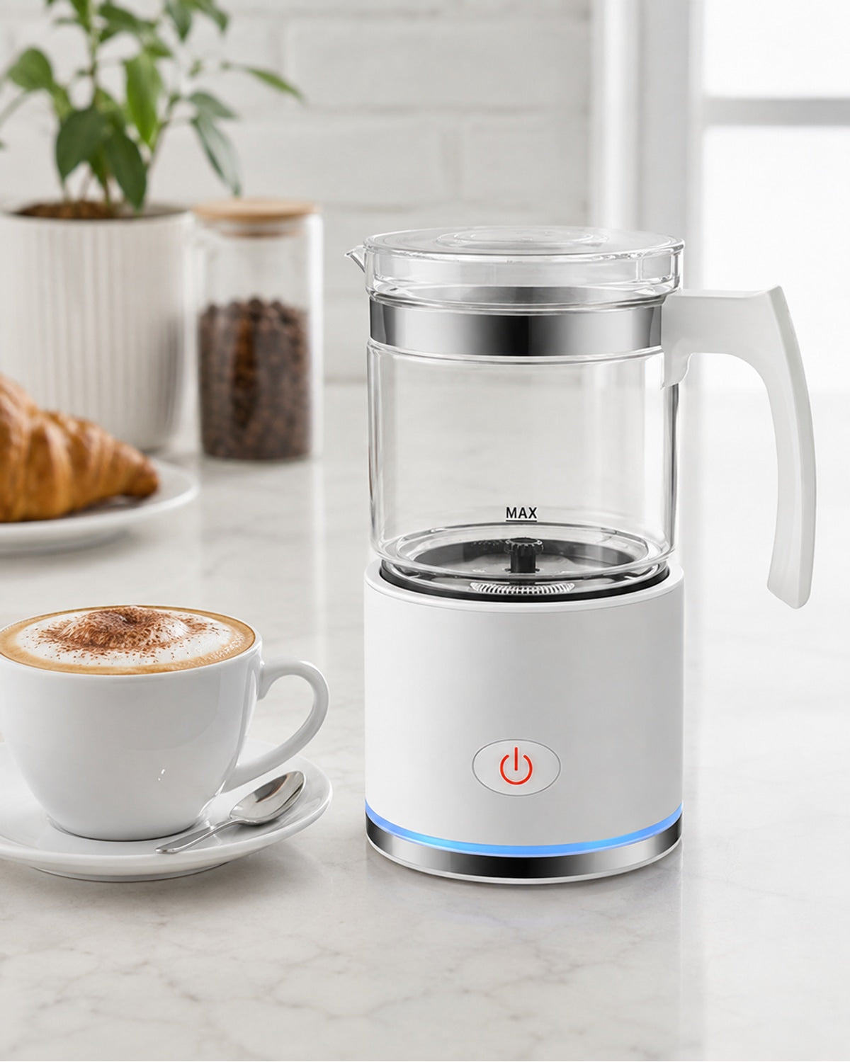 Milk frother with glass jug and base – product image 7
