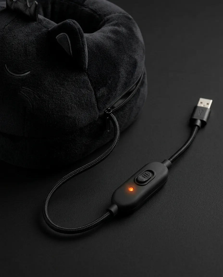 Power cable with controller for the cat-shaped sherpa foot warmer