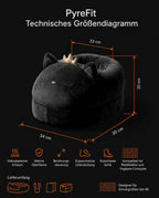 Infographic on the design and features of the cat-shaped sherpa foot warmer