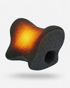 Contoured heated neck pillow – shaped grey pillow with highlighted heated area