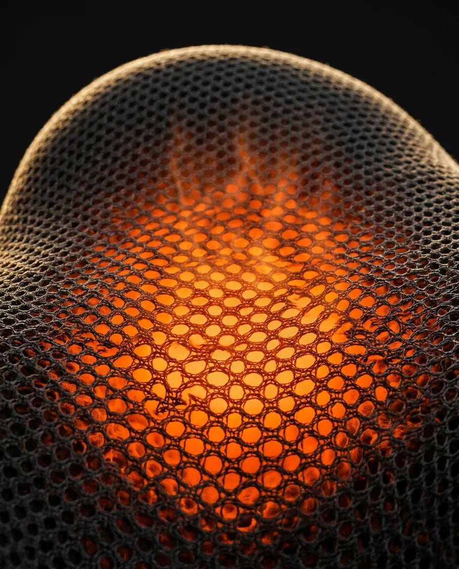 Contoured heated neck pillow – close-up of the contoured surface