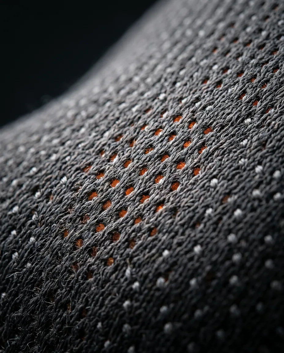 Contoured heated neck pillow – close-up of the fabric cover