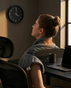 Neck and shoulder warmer – man wearing the warmer in front of a screen