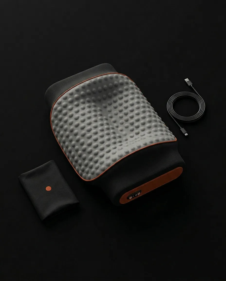 Oreiller cervical en mousse à mémoire de forme avec massage – oreiller avec câble et emballage