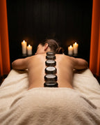 Ensemble de pierres chaudes – 10 ou 20 pierres – pierres lors d'un massage du dos illustré