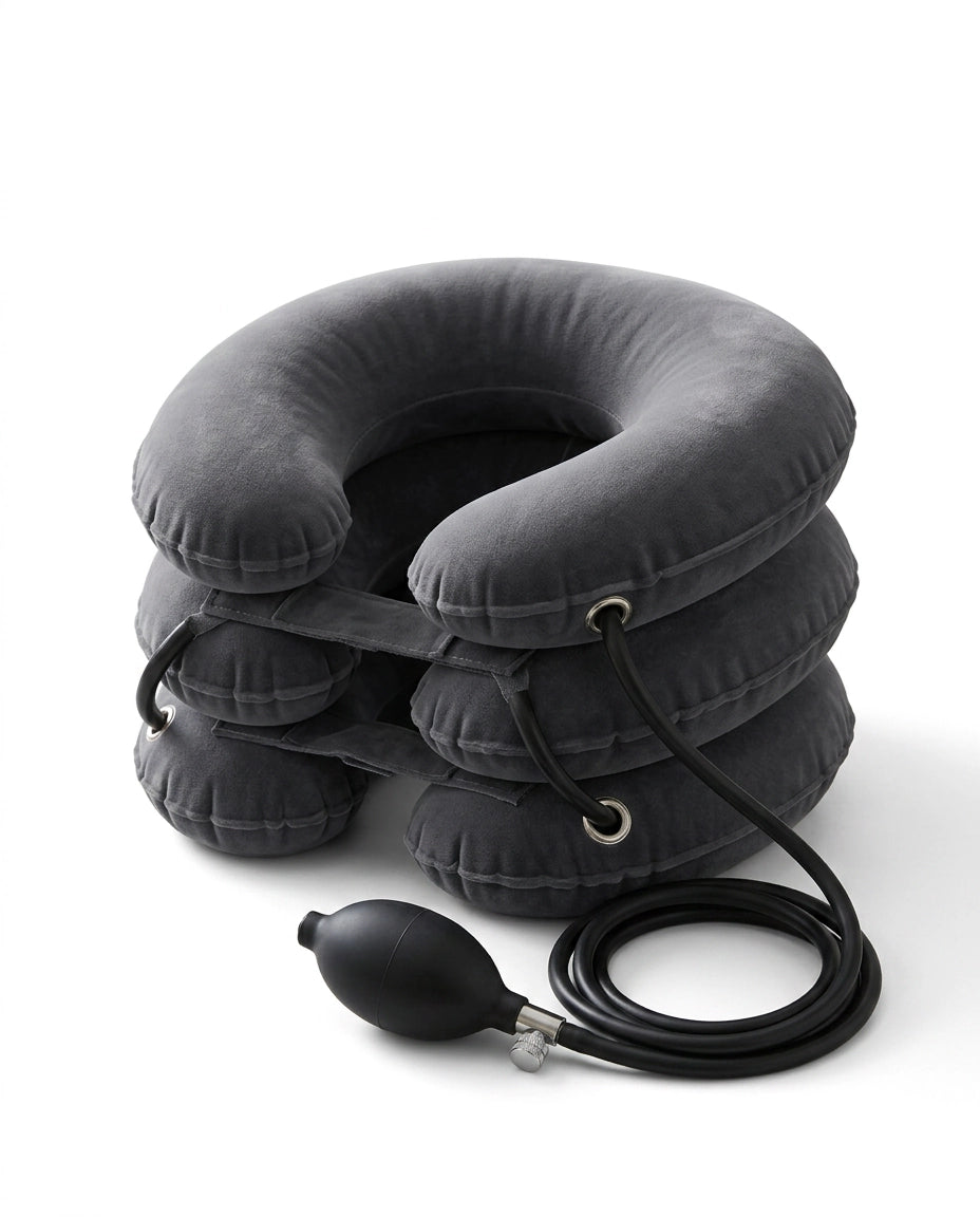 Inflatable neck pillow with pump – gentle stretch for a stiff neck – product image 1