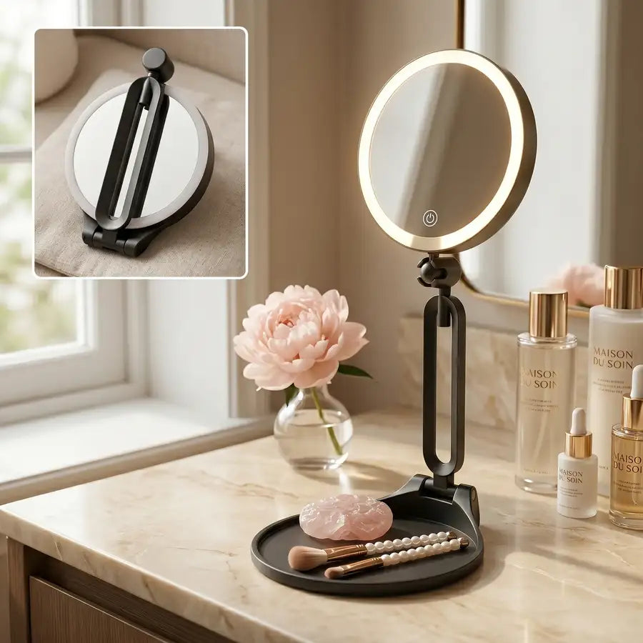 Miroir de maquillage lumineux grossissant 30x – rechargeable et pliable – image du produit 9
