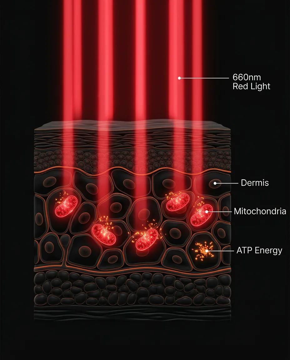 LED red light panel – diagram of the light rays