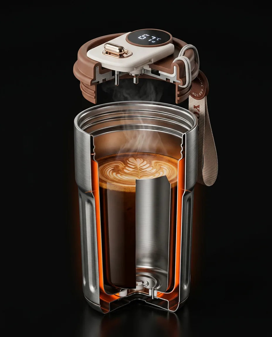 Tasse isotherme avec affichage DEL de la température – acier inoxydable à double paroi pour vos déplacements – image du produit 12
