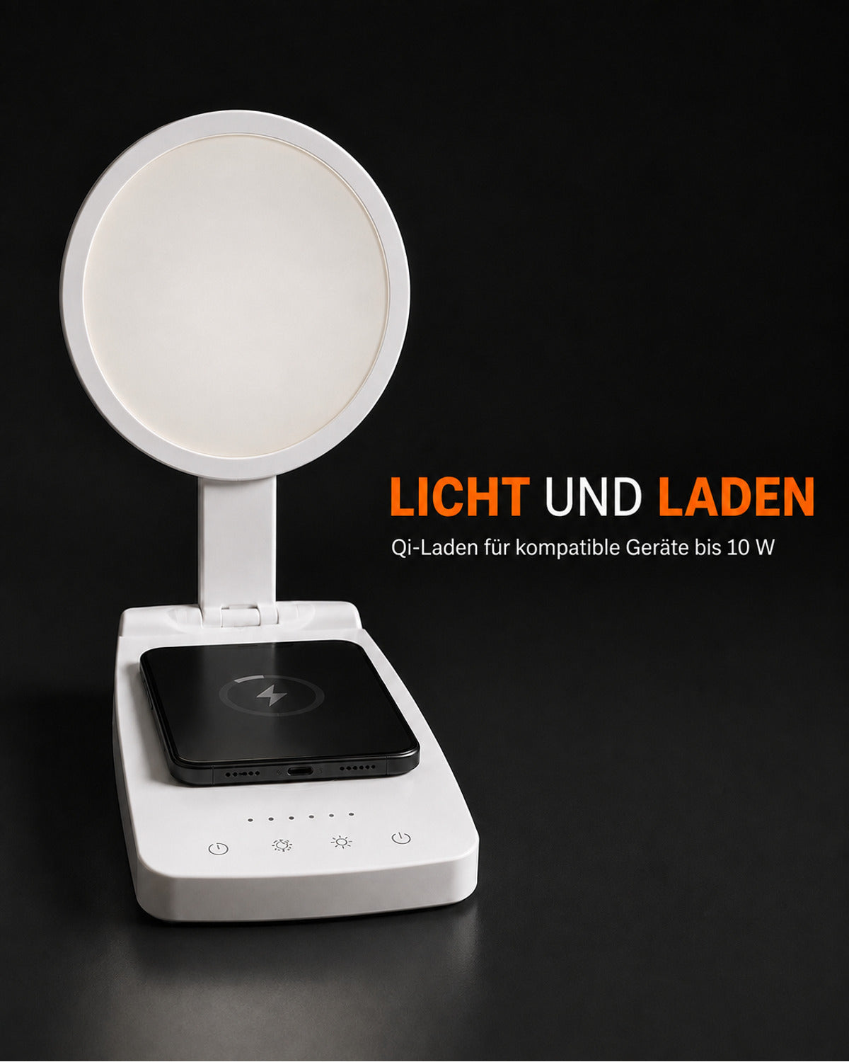 Daylight lamp with Qi charging pad – product view 2