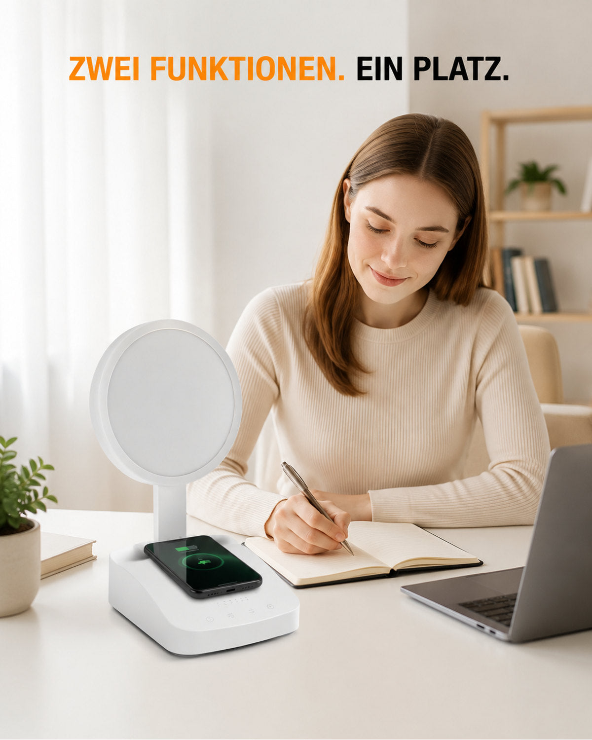 Daylight lamp with Qi charging pad – product view 3