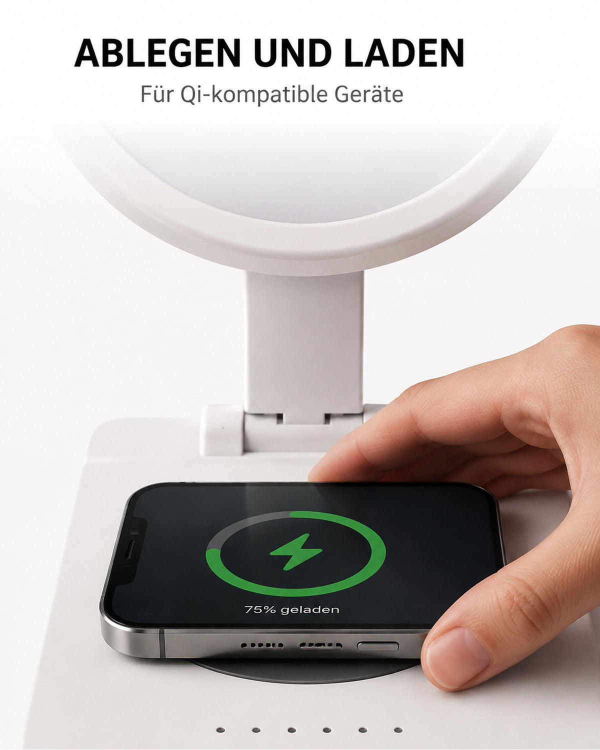 Daylight lamp with Qi charging pad – product view 5