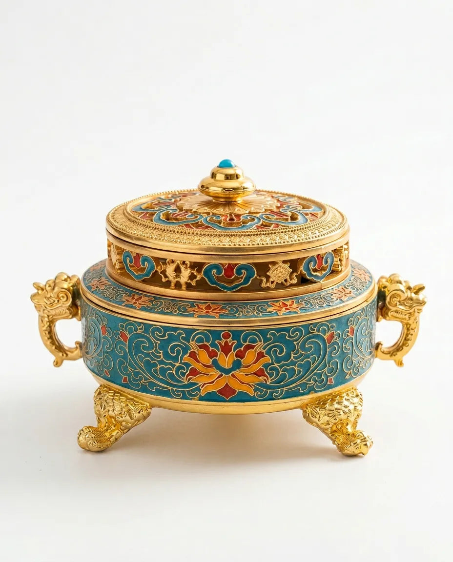 Porte-encens en forme de lotus – contenant fermé pour bâtonnets, cônes et spirales – image du produit 1