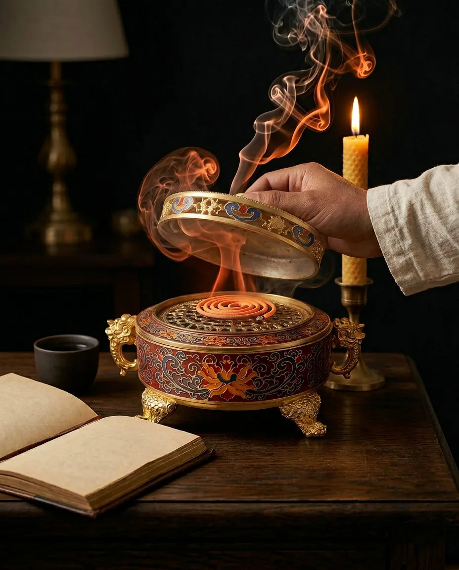 Porte-encens en forme de lotus – contenant fermé pour bâtonnets, cônes et spirales – image du produit 3