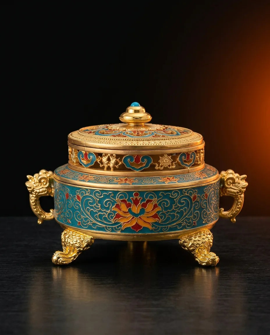 Porte-encens en forme de lotus – contenant fermé pour bâtonnets, cônes et spirales – image du produit 9