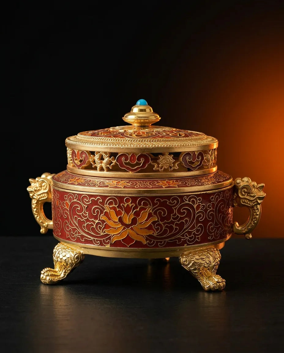 Porte-encens en forme de lotus – contenant fermé pour bâtonnets, cônes et spirales – image du produit 10
