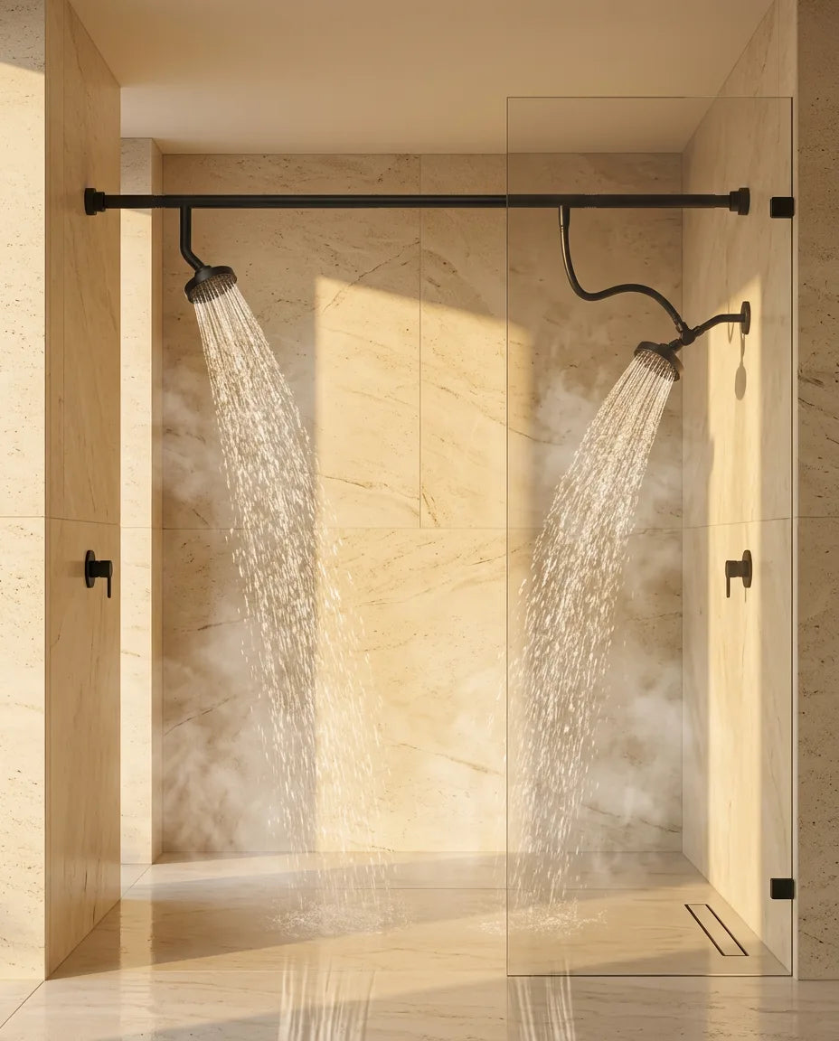 Dual Rain Shower Set – Two Rainfall Shower Heads on an Adjustable Bar – product image 9